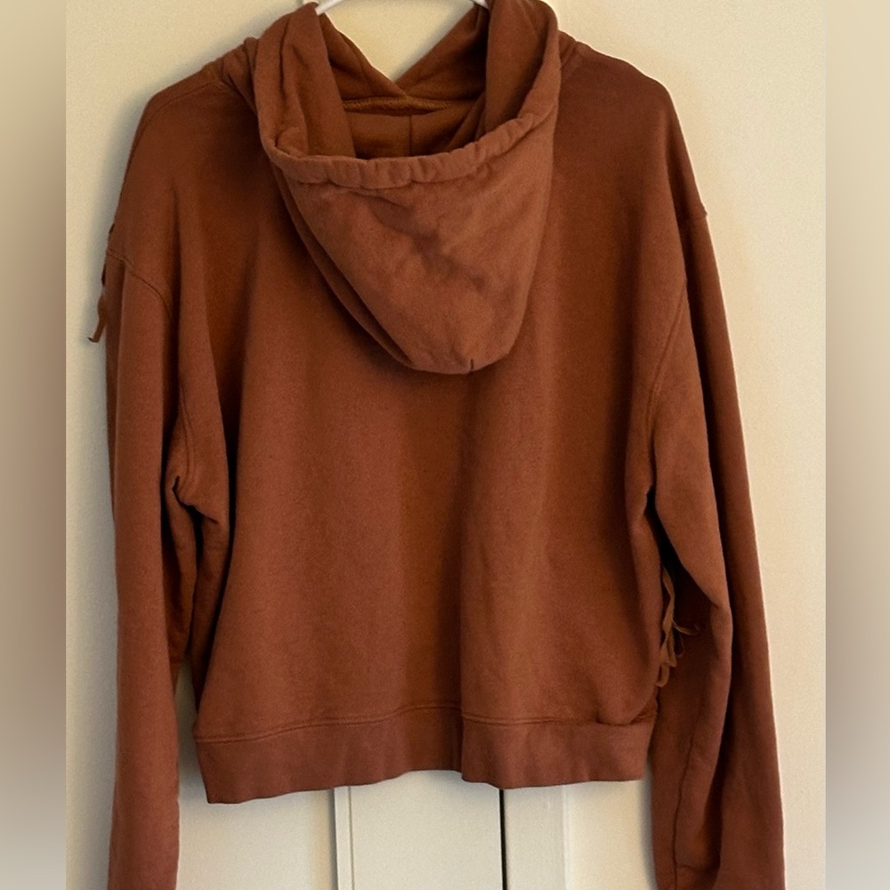 Anthropologie Pilcro Rust Fringe Hoodie Boho Western L - Picture 6 of 8